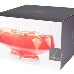 Viski Footed Glass Punch Bowl Heavy Base Large Angled Design NEW