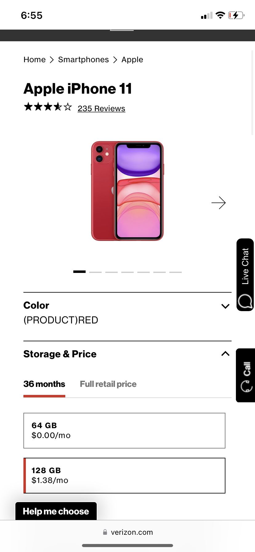 iPhone 11 Red 64 Gb  