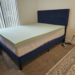 Queen Size Bed With Velvet Headboard