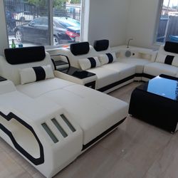 Sectional Sofa - With LED -lights And Speakers -Financing Available. Ask For Price