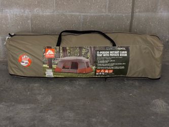Ozark Trail 11-Person Instant Cabin Tent with Private Room, 3-Room Family Camping Tent with Awning