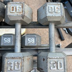 30lb Hex Iron Dumbbell Set Weights 