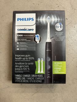Philips Sonicare ProtectiveClean 5300 Rechargeable Electric Toothbrush, with Pressure Sensor, 3 Cleaning Modes, SmarTimer and QuadPacer, with 2 Bonus 