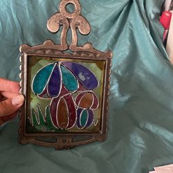 Vintage Stained Glass Spoon Holder 