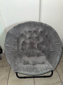 Gray Velvet Saucer Moon Chair