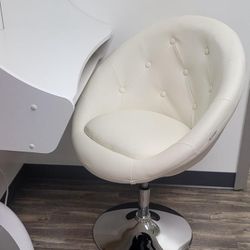 Vanity Accent Lounge Chair Tufted Round Back Adjustable Swivel Cocktail Chair