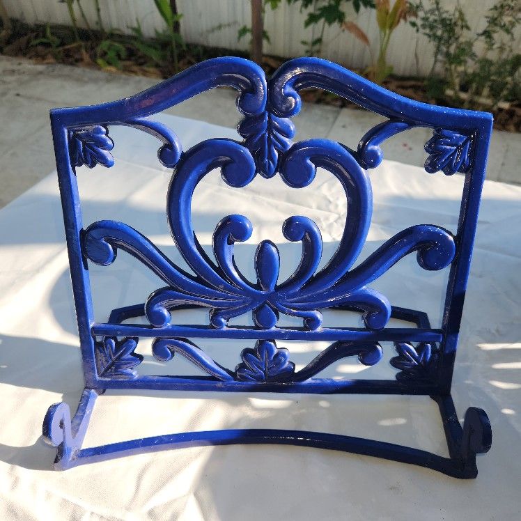 Navy Blue Enameled Cast Iron Cook Book Holder
