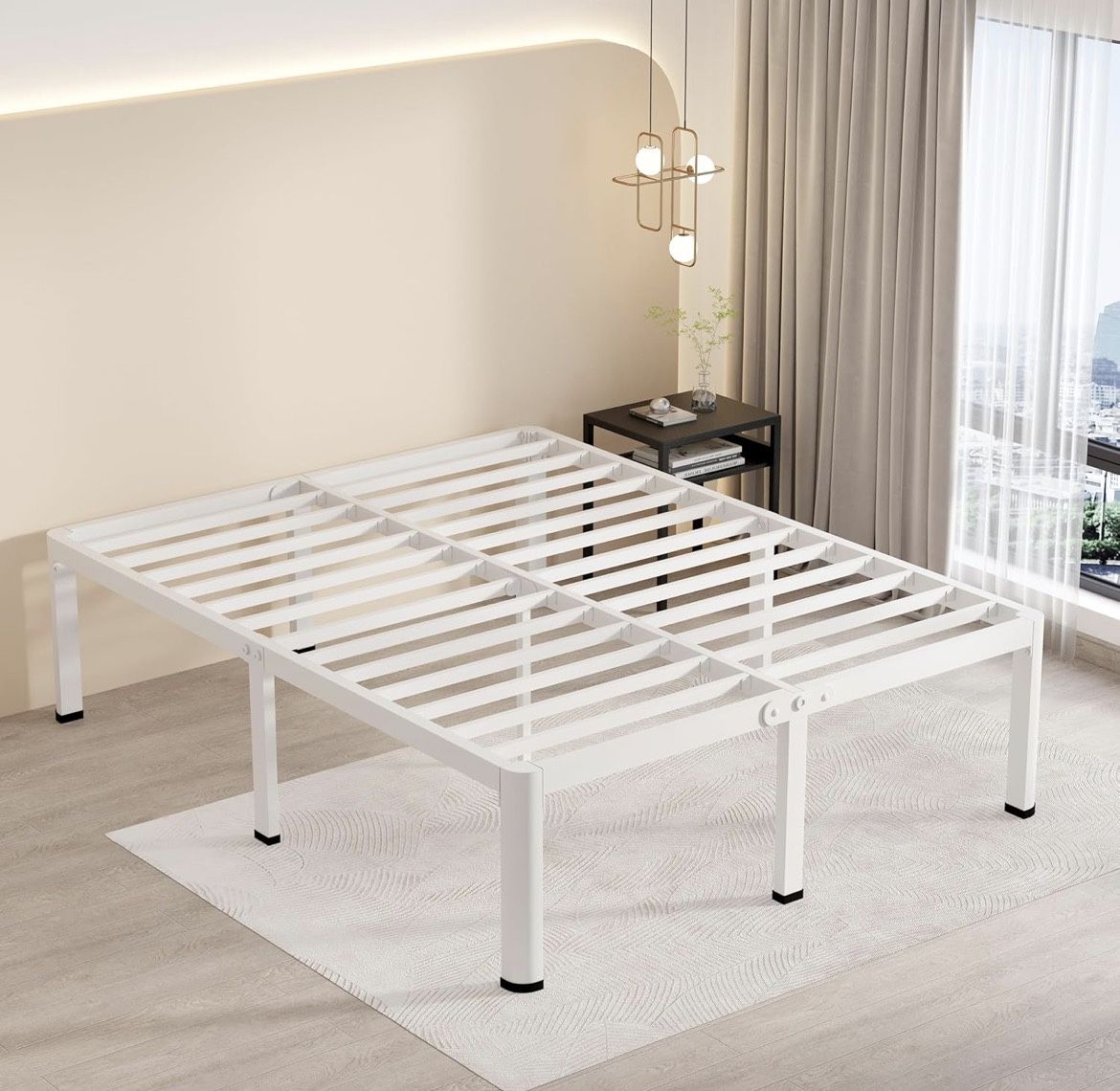 14” WHITE METAL BED FRAME👇CROSSROADS 👇