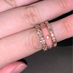 Set Of 3 Diamonique Rings 