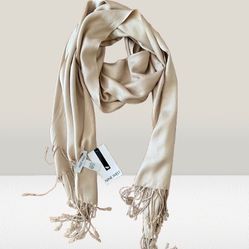 NWT Nine West Woman’s Solid Beige Scarf 22”x 70/80”