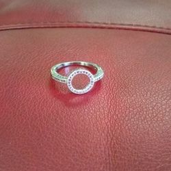 925 sterling silver forever love hearts black and white sapphire circle round finger ring.