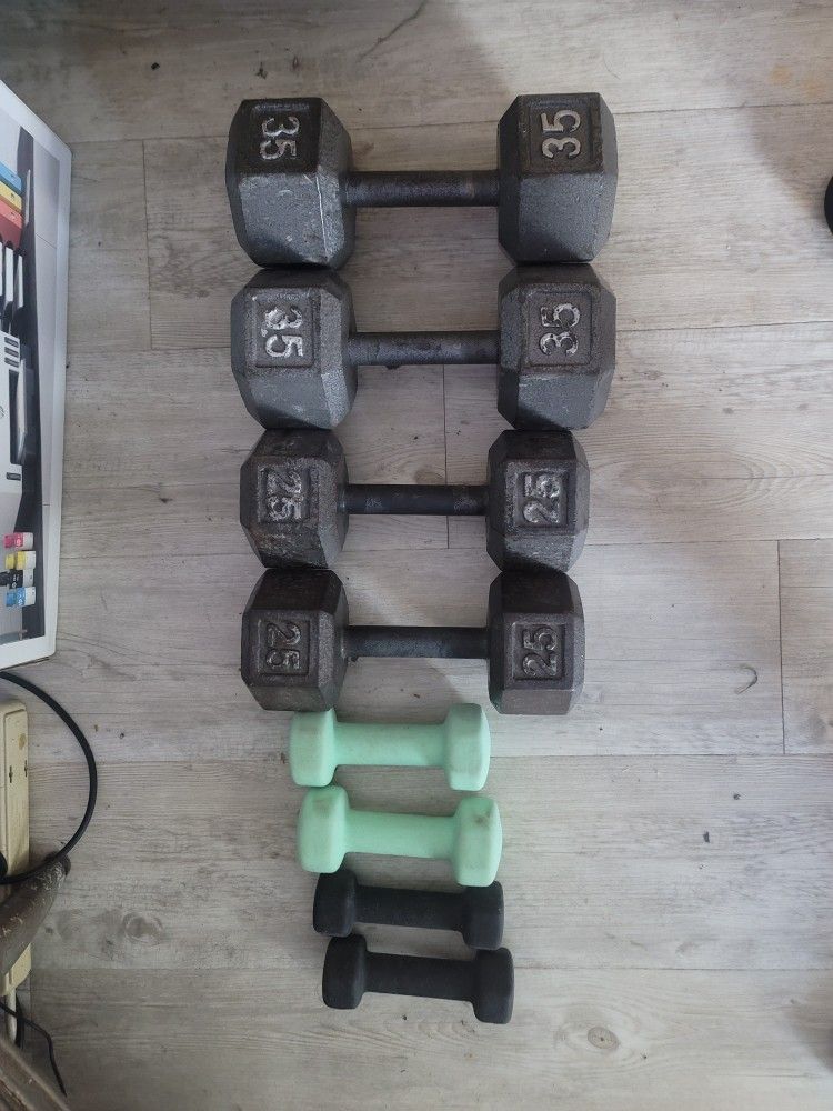 Weighted Dumbells Sets 35lbs 25lbs 5lbs 3lbs
