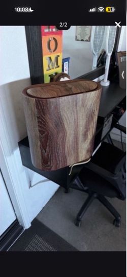 Wood Grain Trash Can with Flip Lid