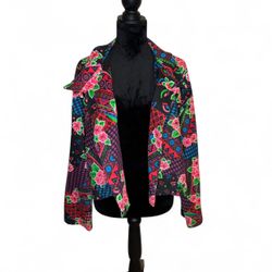 Handmade Colorful Floral Women's Blazer Jacket