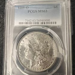 1885-O Morgan Silver $1 Coin PCGS MS 63
