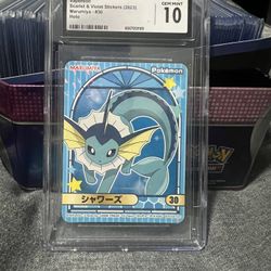 CGC Gem Mint 10 Pokemon Marumiya Sticker Vaporeon #30 Holo Japanese 2023