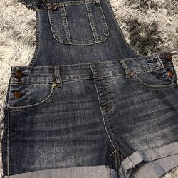Jean Overall Shorts Dark Blue Black Size 7