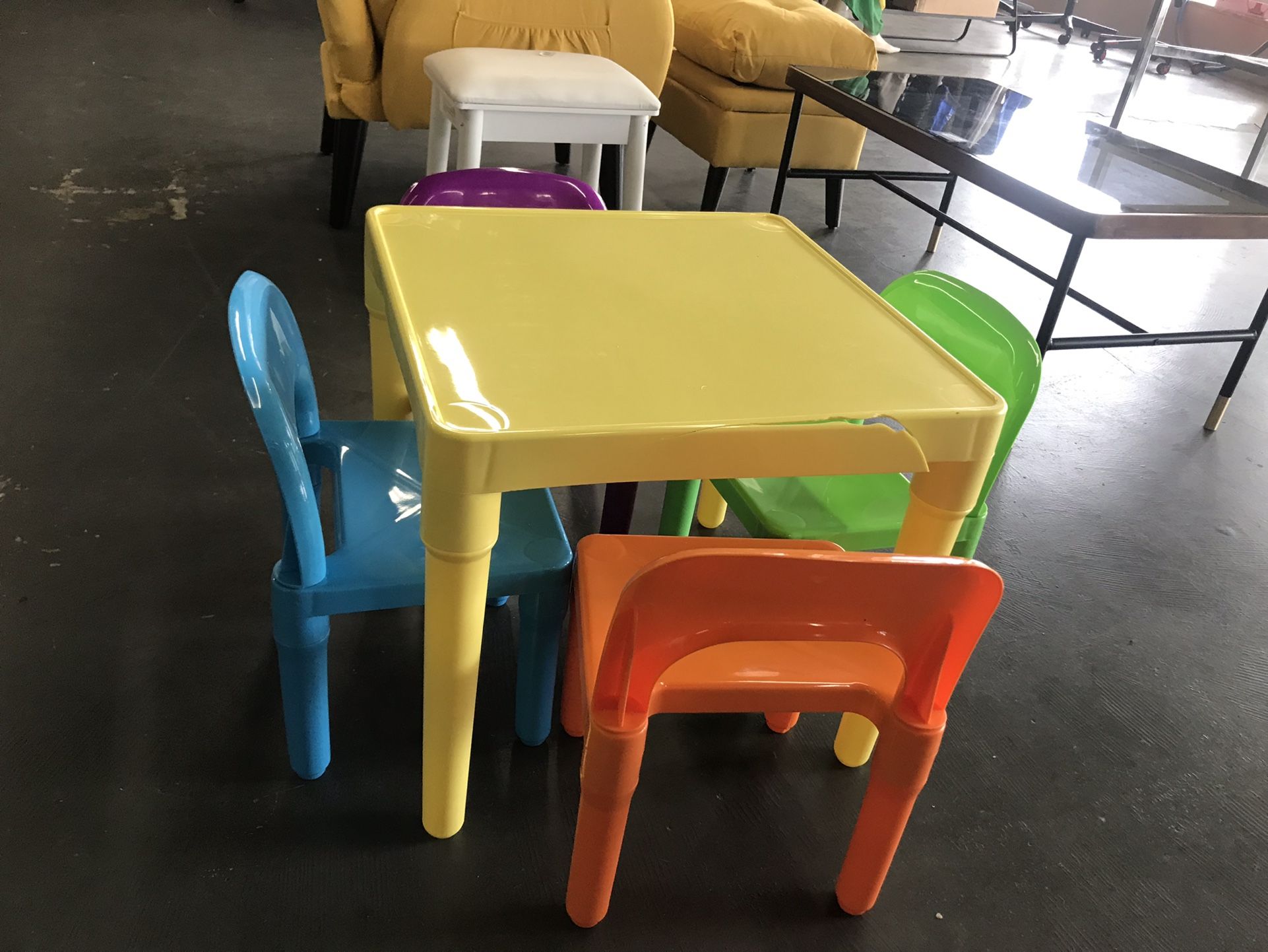 Reduced - cracked side Kids Table and Chairs Set, Colorful Child Activity Desk for Children Toddler