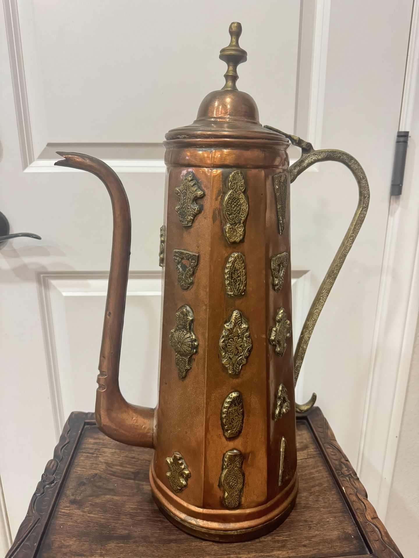Vintage 22”(56cm) Large Persian Moorish Brass Copper Kettle