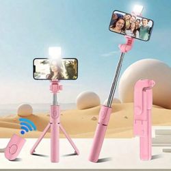 Scalable Phone Selfie Stick With Built-In Fill Light Telescopic Phone Selfie Stick With Built-In Light, Professional Live Streaming Tripod, Wireless R