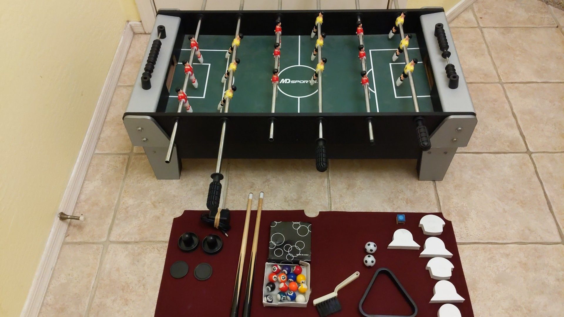 MD Sports 3-in-1 XL Tabletop Pool/Air Hockey/Foosball Table & All Accessories