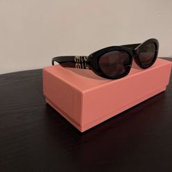Miu Miu Glimpse Oval Sunglasses - Black & Gold