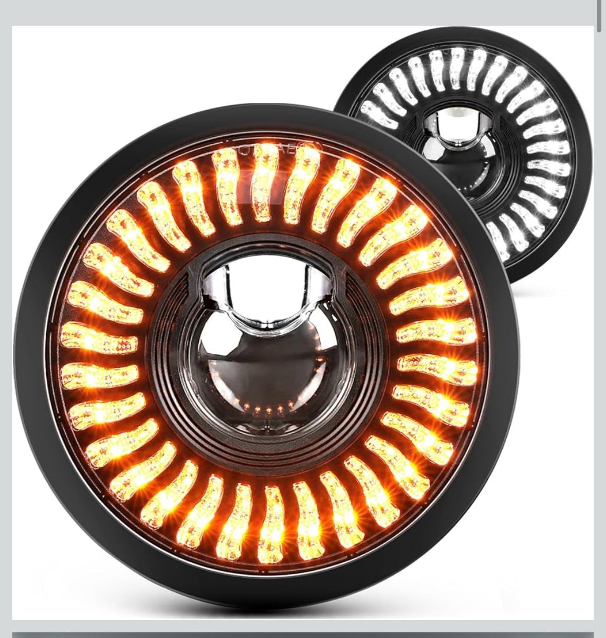 5.75" LED Motorcycle Headlight Anti-glare, 5 3/4 inch Round Light with Projector Hi-Lo Beam/Amber White DRL/Start-up Gradient Welcome Halo (1PC)