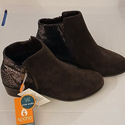 New W/Tags Sporto Eco System Ankle Brown Booties Size 10 Wide Snake Skin Detail