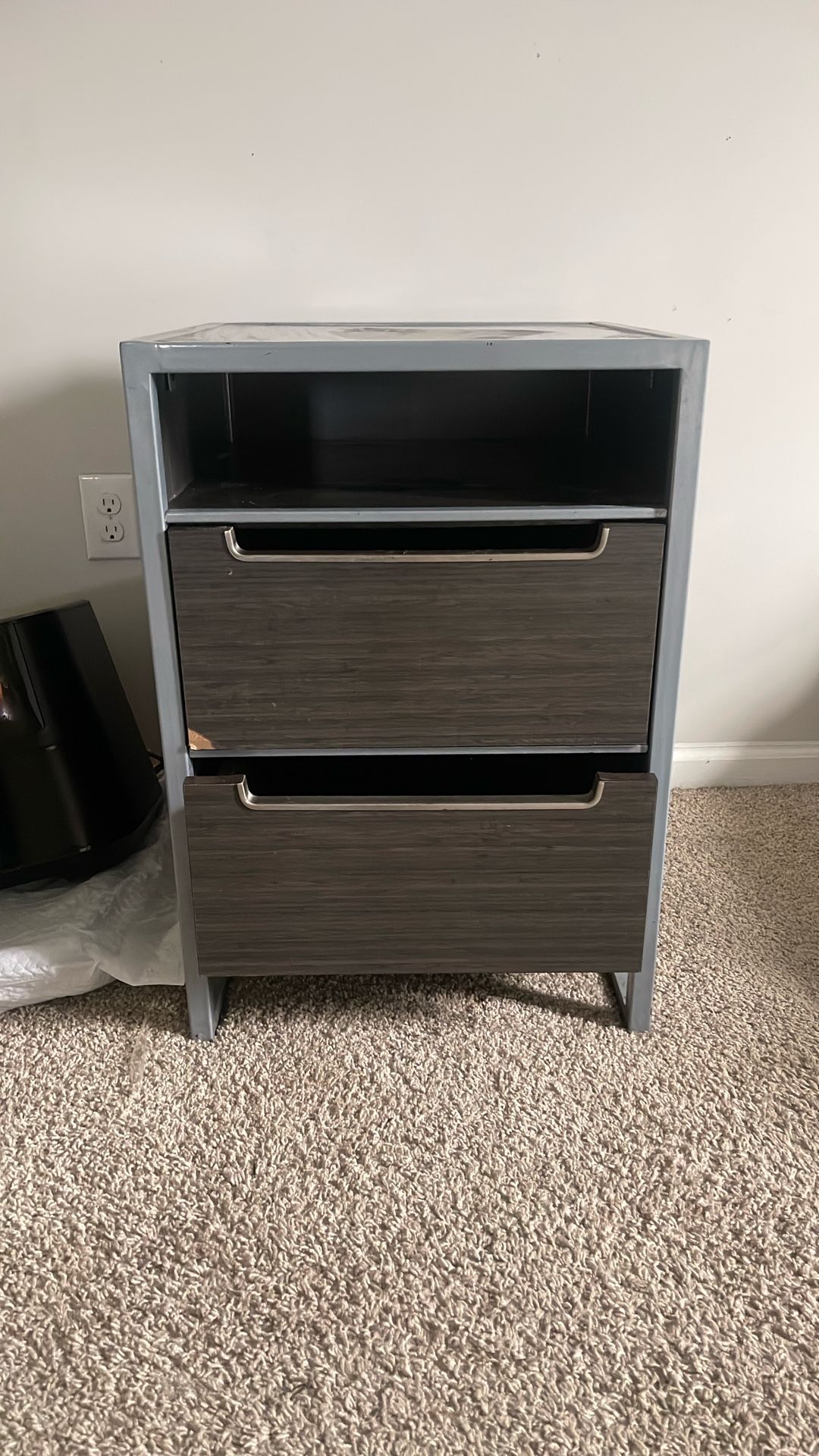 Grey And Brown Bedside Table