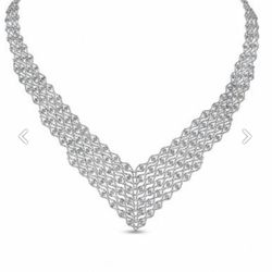 Sterling Silver Beaded Bib Necklace - 17"