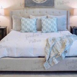 New King Size Ivory Bed Frame 🛏 MATTRESS NOT INCLUDED. Same Day Delivery 🚚 