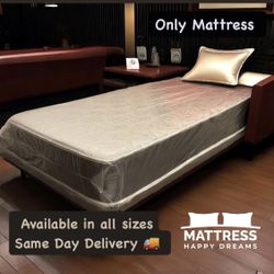 Twin Size Mattress Double Sided Of 10 Inches Thick New From Factory With its Plastic Also Available in Full, Queen or King Same Day Delivery