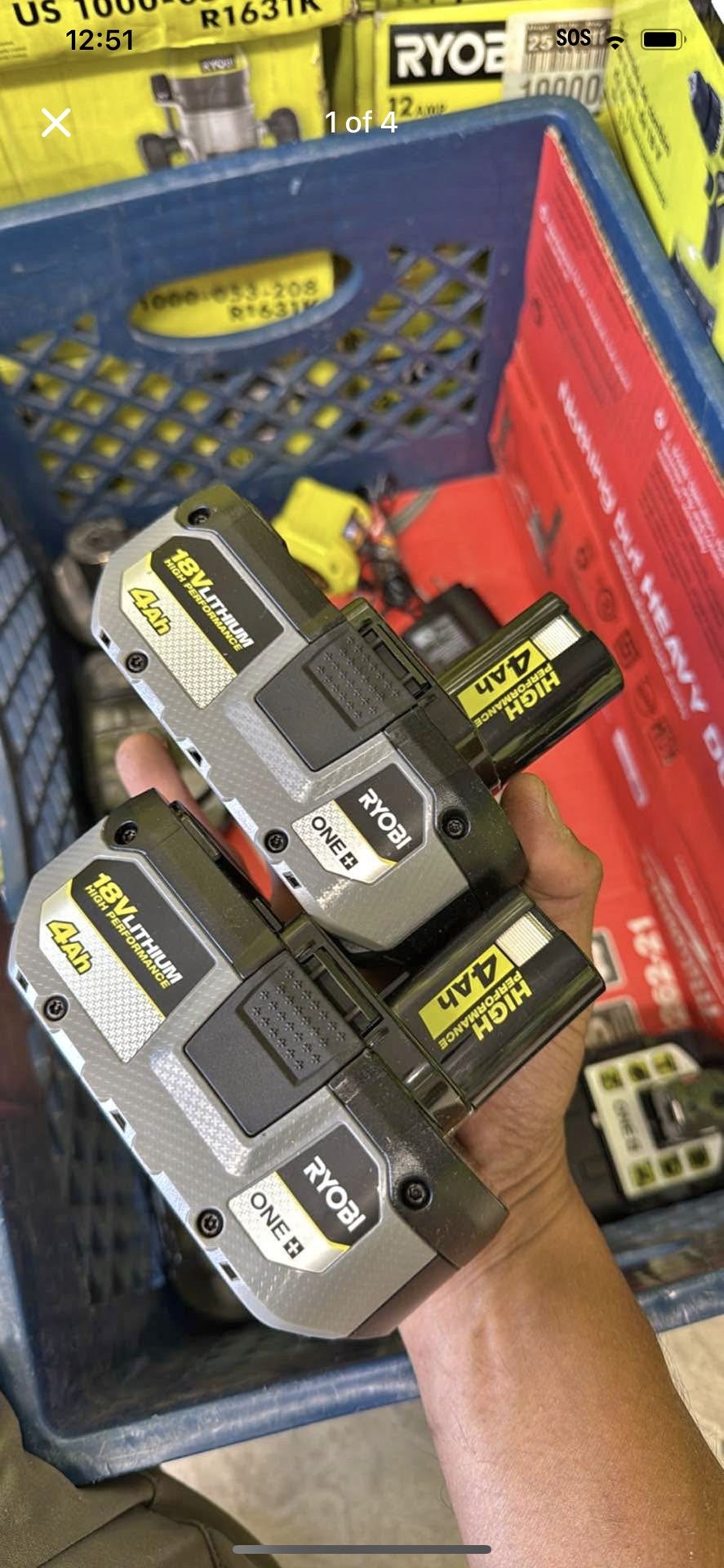 Ryobi 18v High Performance 4.0ah Battery Each $35 Quantity Available