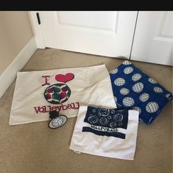 Volleyball Bundle: Fleece Blanket, Hand Towel For Your Bag, Pillow Case And Tow Bar Cover