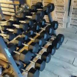 Rubber Hex Dumbbells 5 Through 50 