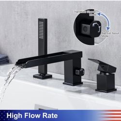 Single-Handle Tub Deck Mount Roman Tub Faucet with Hand Shower