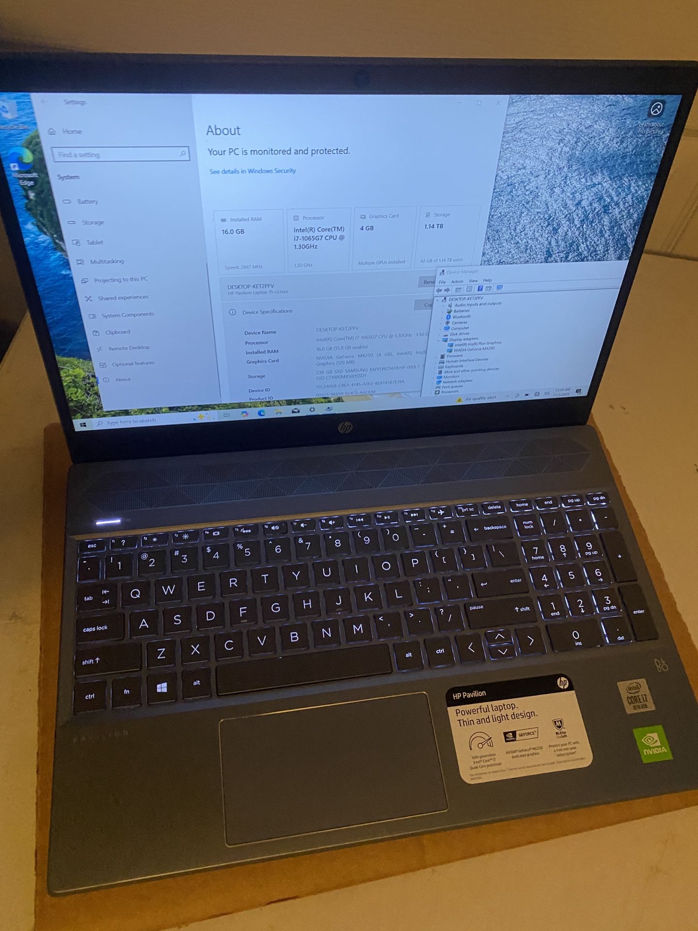HP Pavilion 15 In i7 10th Gen 16g Ram 1.25 G SSD Touch Screen