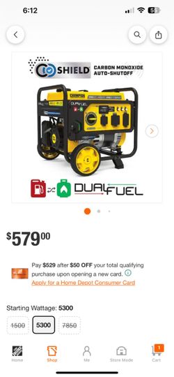 Immaculate condition Champion 5300W Dual Fuel Portable Generator