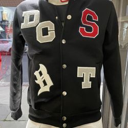 Black Varsity Bomber Jacket Size Medium Large XL 