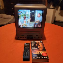 Broksonic 9" CRT TV/VCR VHS Combo With Remote And AC/DC For Portability