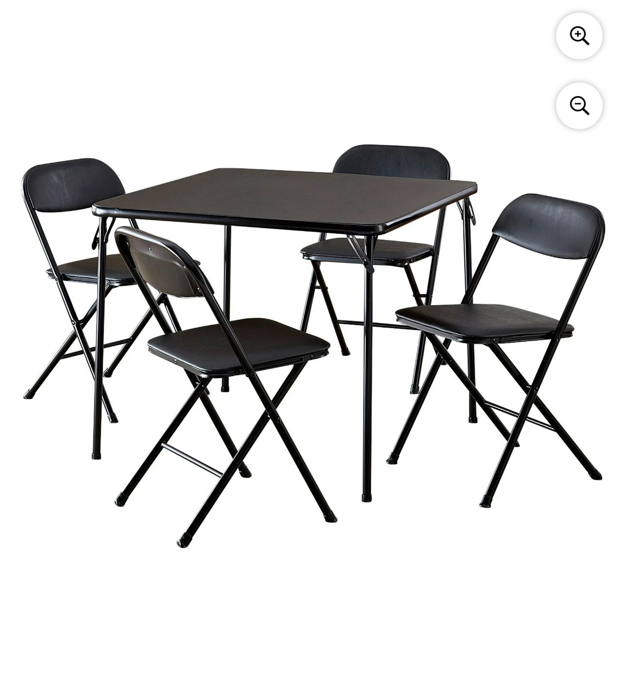 COSCO 5-Piece Folding Set with Card Table and 4 Vinyl Padded Chairs, Black