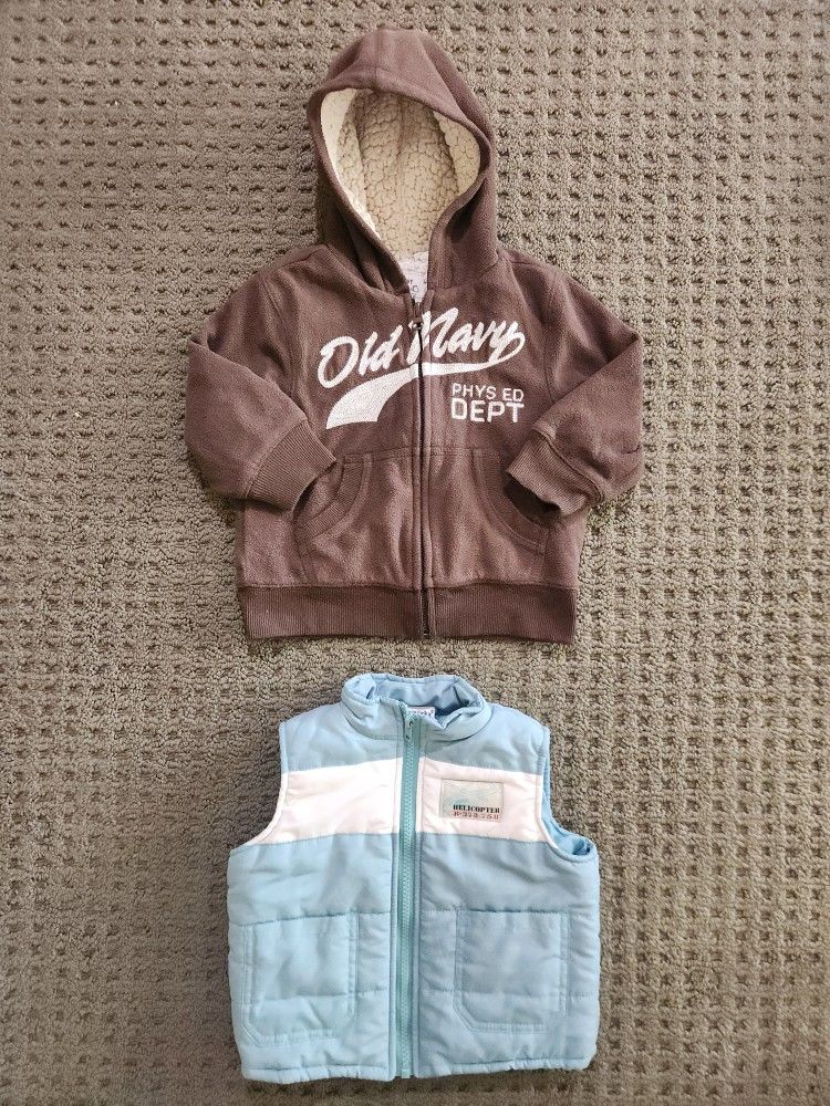 Bundle#1, (2 Pcs for $7), 18-24 Mo Old Navy Jacket + Baby Works Vest Puffer