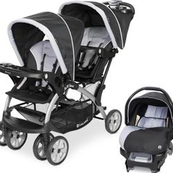 NEW Double Stroller With Car Seat!