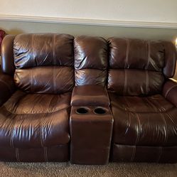 2 Leather Recliners Sofa Love Seat Reclining Loveseat Home Theater Seating. And 1 Recliner Chair 