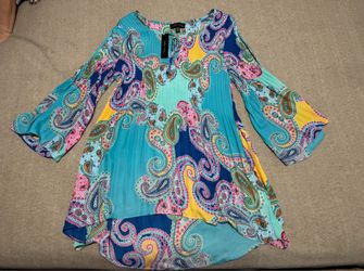 Paisley Print Tunic Top with Bell Sleeves
