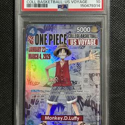2026 ONE PIECE PROMOS COLLEGE BASKETBALL : US VOYAGE MONKEY D. LUFFY PSA 10