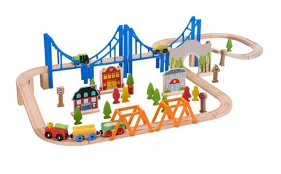 Kids Wooden Train Track Set (75 pcs)