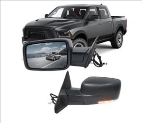 Side Mirror Compatible with 2013-2018 Dodge Ram 1500, 2500 , 3500 with Heated Puddle Lamp