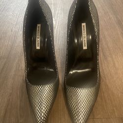 Silver Manolo Blanhik Heels