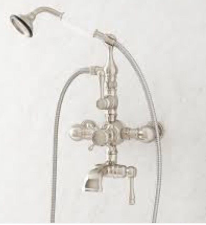 Nottingham Brass 7" center wall mount thermostatic tub & shower faucet
